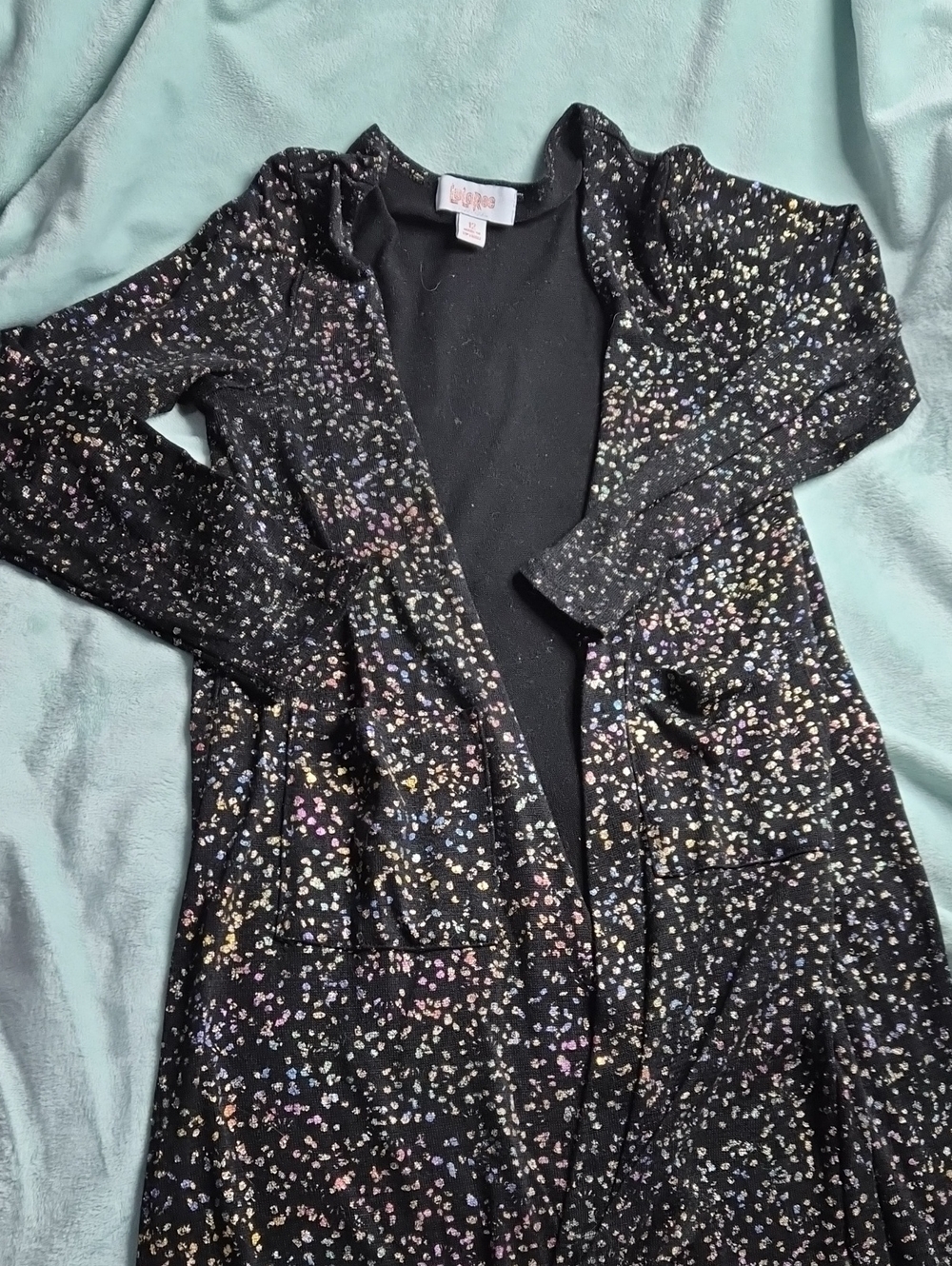 LuLaRoe Elegent Kids Sariah Black Multi-Color Speckled Size 12